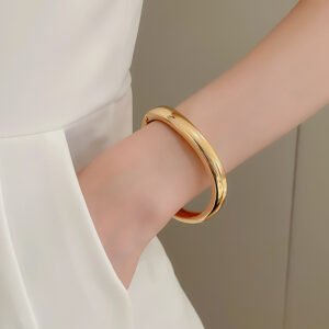 Elegant High-Shine Cuff Bracelet - Minimalist Luxury Bangle for Women | Euro-US Cross-Border Fashion