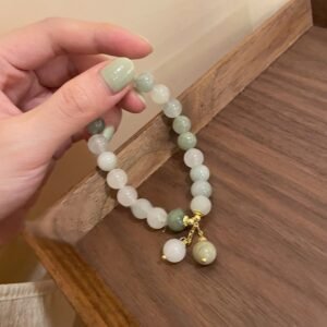 "New Chinese Style Jade Bracelet – Zen Minimalist Handmade Gemstone Bangle, Elegant Lucky Charm Jewelry for Women"