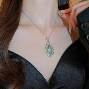 ✨【Elegant Blue Teardrop Pearl Necklace】✨ Dainty Zircon Choker Set with Earrings | Luxury Statement Jewelry