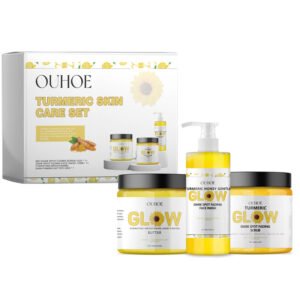 OUHOE Turmeric Skin Care Set - A refreshing set for cleansing, hydrating, oil control, fine line reduction, firming and brightening