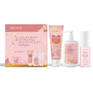 EELHOE Sakura Body Skin Care Set. It gently cleanses the skin, keeps it hydrated, moisturized, nourishes the skin, and has a fresh fragrance.