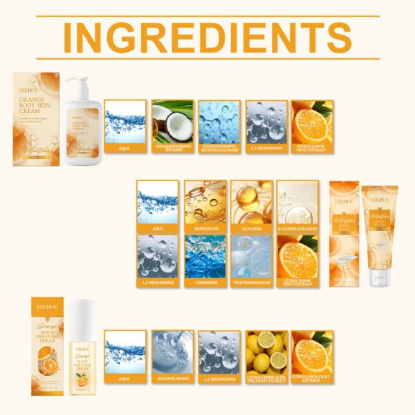 EELHOE Orange Body Moisturizing, Whitening and Fragrance Gift Set, a gentle skin - moisturizing, hydrating and nourishing skin - care set - Image 3