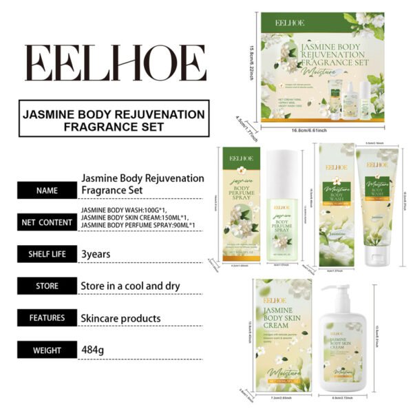 EELHOE Jasmine Body Skin Care Set, gently cleanses and moisturizes the body skin, with a light jasmine fragrance that lingers. - Image 8