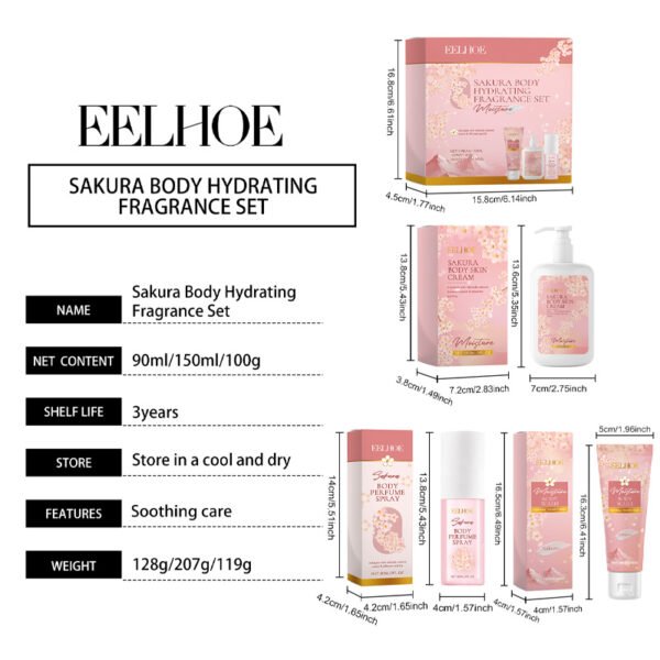 EELHOE Sakura Body Skin Care Set. It gently cleanses the skin, keeps it hydrated, moisturized, nourishes the skin, and has a fresh fragrance. - Image 8