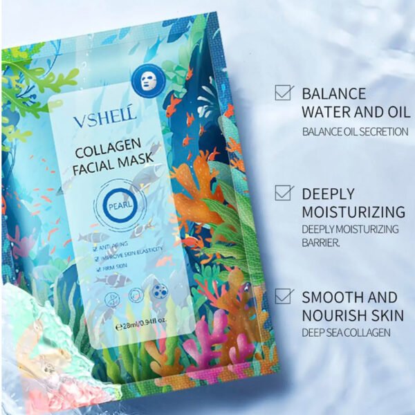 Collagen Face Sheet Mask, Set of 10 - Hydrating Beauty Skincare with Hyaluronic Acid for Women and Men - Moisturising Anti Aging Facial Treatment - Ideal for Sensitive Skin - Image 2
