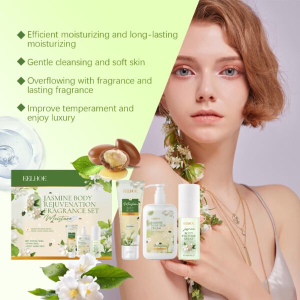EELHOE Jasmine Body Skin Care Set, gently cleanses and moisturizes the body skin, with a light jasmine fragrance that lingers. - Image 3