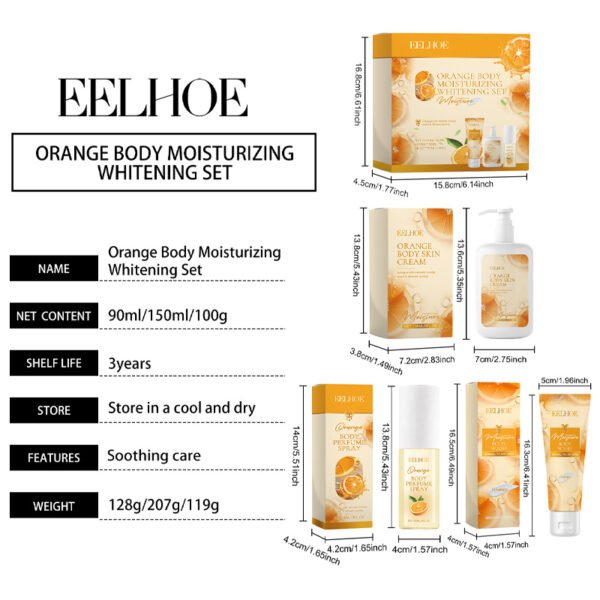 EELHOE Orange Body Moisturizing, Whitening and Fragrance Gift Set, a gentle skin - moisturizing, hydrating and nourishing skin - care set - Image 8