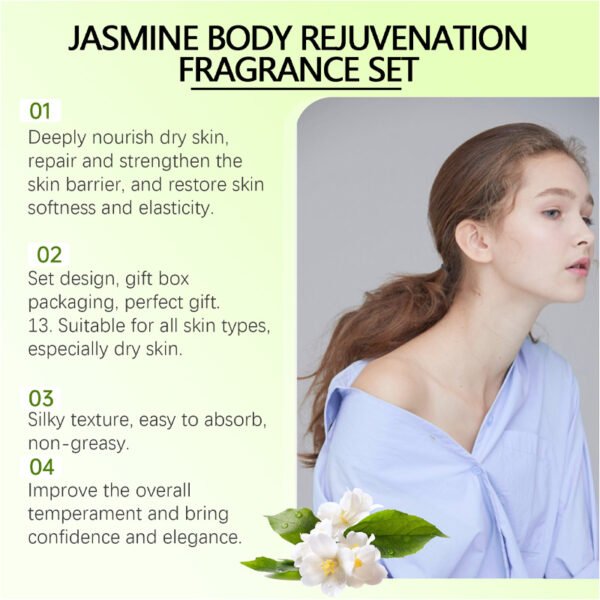 EELHOE Jasmine Body Skin Care Set, gently cleanses and moisturizes the body skin, with a light jasmine fragrance that lingers. - Image 5