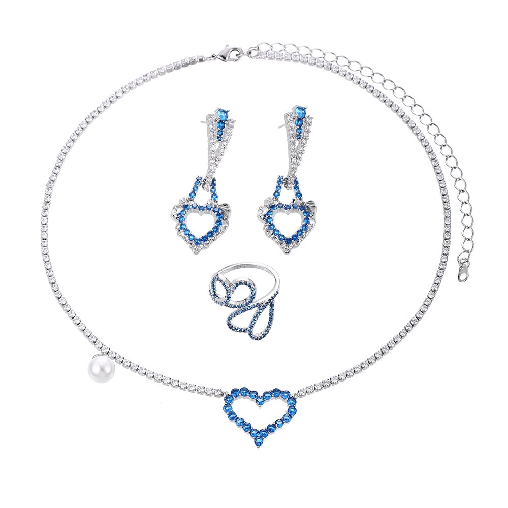 Blue Heart Jewelry Set