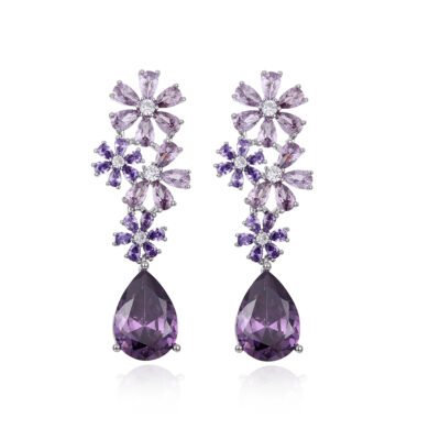 Purple Flower Earrings