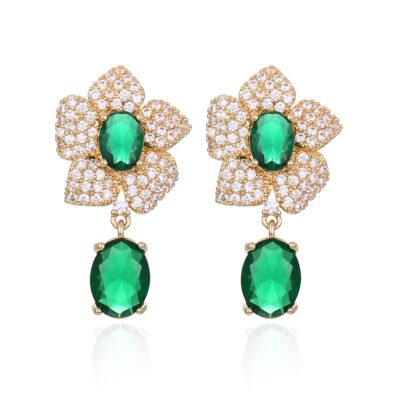 Green Flower Earrings